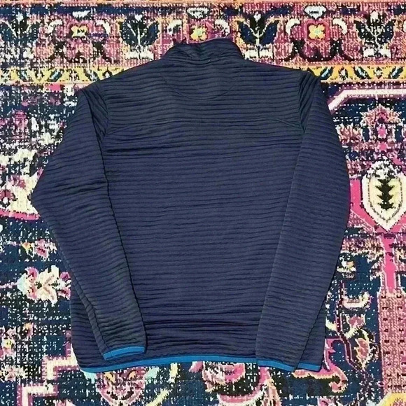 Gerry Mens Medium Navy Blue Pull-over 1/4 Snap Button Outdoor Ribbed Jacket VGC - Picture 2 of 2